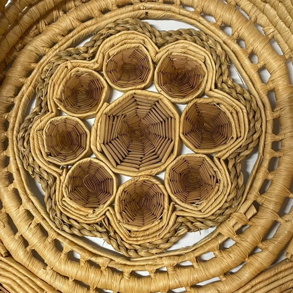 Vintage Woven Daisy Flower Rattan Basket Home Decor
